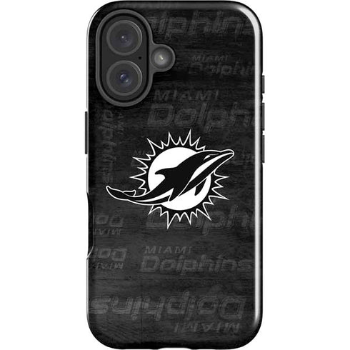 NFL Miami Dolphins Black & White iPhone 16 Plus Impact Case